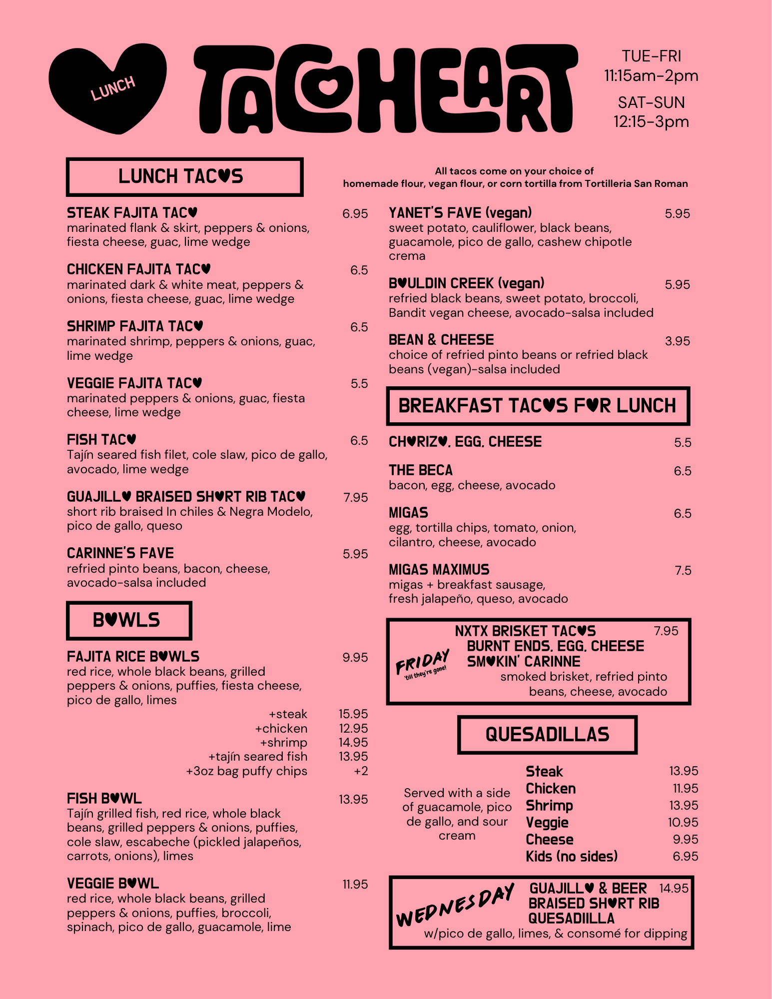 Menu 1 — TACO HEART PHILLY
